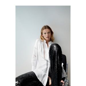 Long white shirt with beautiful detail